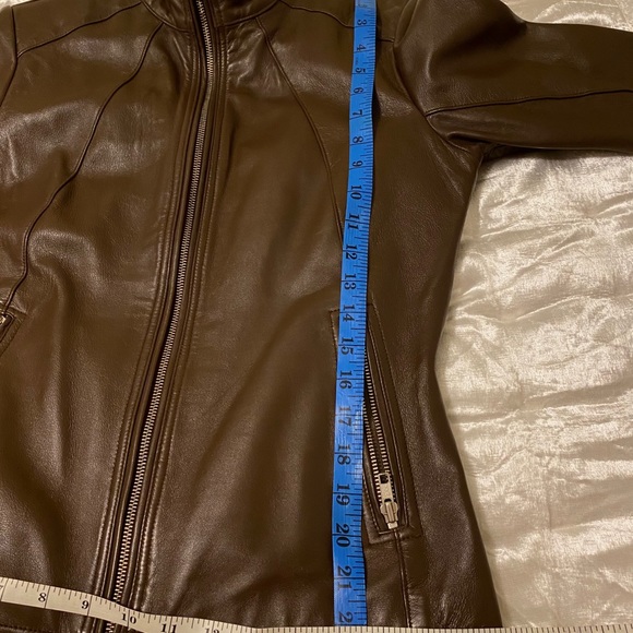 Dark brown zip leather jacket size sm - Picture 8 of 8